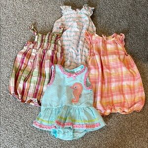 Colorful Baby Romper/dress bundle (4 pieces)